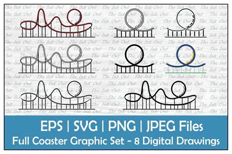 Full Roller Coaster Track with Loop Ride Vector Clipart Set