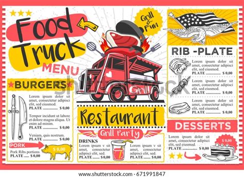 Food Truck Festival Vector Menu Template Stock Vector (Royalty Free ...