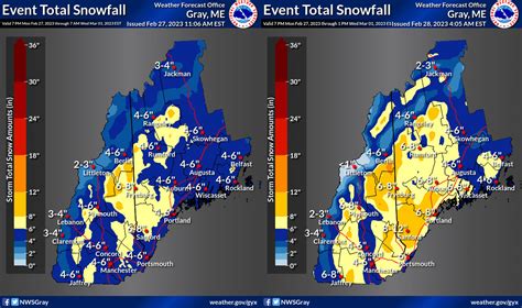 Updated NWS snowfall forecast (right) shows considerable increases within 18 hours : r/newhampshire