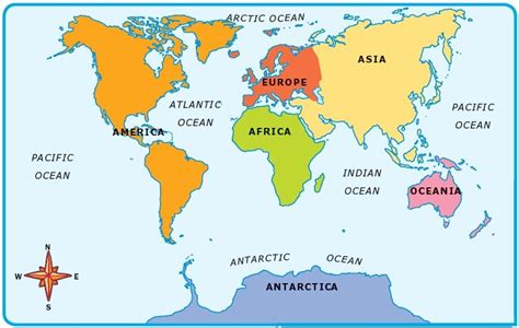 7 Continents of the World and the 5 Oceans List