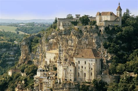 Rocamadour, France. Built on the cliff top above Rocamadour, this Mediveal castle served to ...