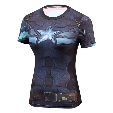 Marvel Heroes T Shirt Women T shirt Fashion Caption America 3D Print Avenger Compression Shirts ...