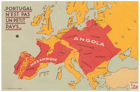 Map comparing size of portuguese colonies with Europe, Galvão Henrique ...