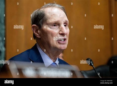 Washington, United States. 14th Mar, 2024. U.S. Senator Ron Wyden (D-OR) speaking at a hearing ...