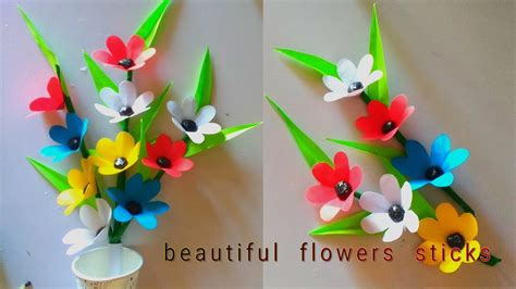 how to make modern flower sticks || amzing flowers sticks || wonderful flowers crafts - YouTube