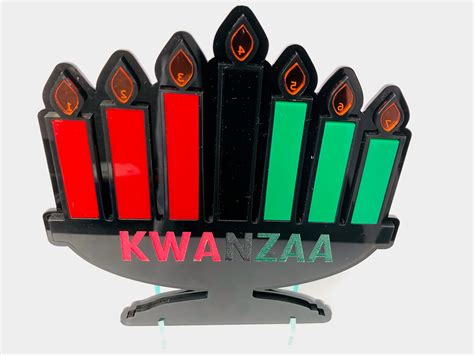 Candles & Holders Kwanzaa Kinara Traditional Colors of Africa Wooden Kinara Handcarved with Gold ...