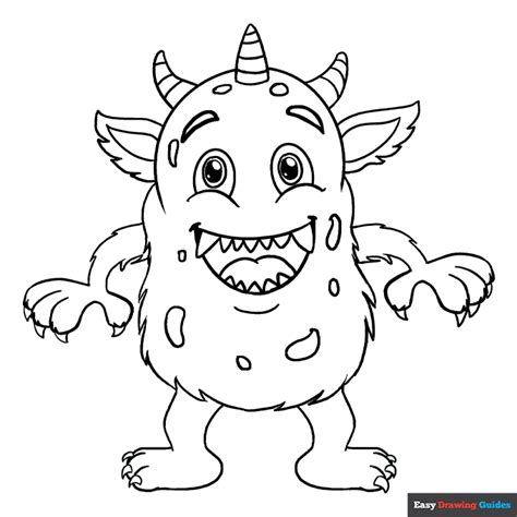 Cartoon Monster Coloring Page | Easy Drawing Guides