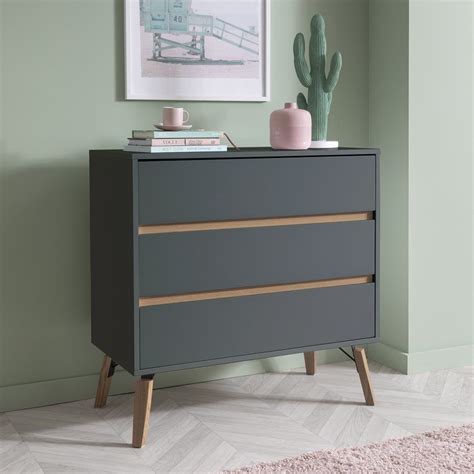 Otto Chest of Drawers Wide 3 Drawer in Grey | Modern chest of drawers, Wide chest of drawers ...