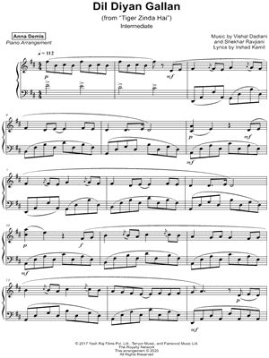 "Dil Diyan Gallan" Sheet Music - 4 Arrangements Available Instantly ...