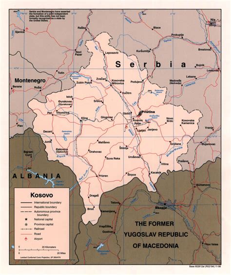 Detailed political map of Kosovo. Kosovo detailed political map ...