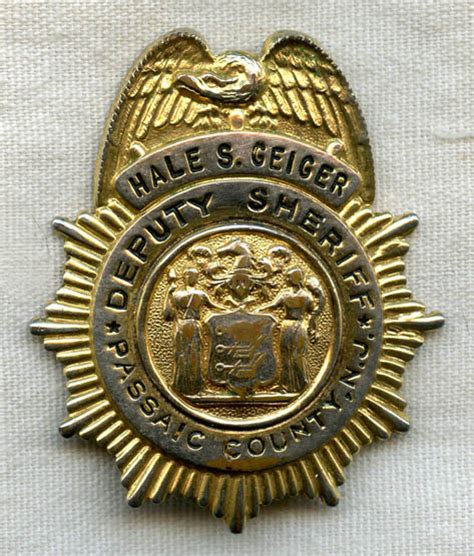 1940s-1950s Passaic County, New Jersey Named Deputy Sheriff Badge ...