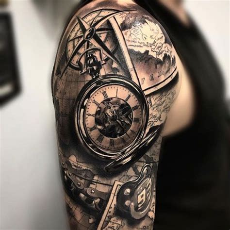 Compass Rose Map Half Sleeve Tattoos - Best Half Sleeve Tattoos For Men: Cool… | Half sleeve ...