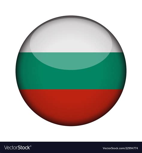 Bulgaria flag in glossy round button of icon Vector Image