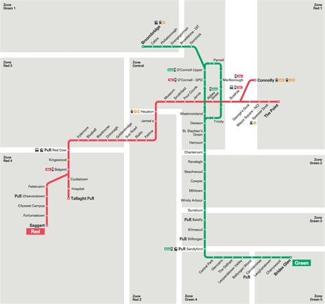 Luas green line map - Map of Luas green line (Ireland)