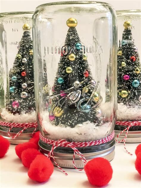 Mason Jar Snow Globe Waterless Bottle Brush Tree | Etsy | Christmas jars, Christmas crafts ...