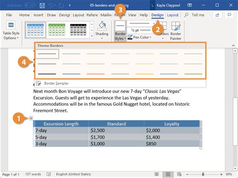 Borders and Shading in Word Tables | CustomGuide