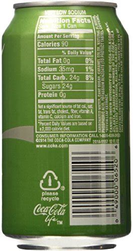 Coke Life Reduced Calorie Coca Cola with Stevia 12 Oz Cans - Case of 36 ...