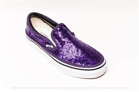 Purple Starlight Sequin Vans Slip Ons Sneakers | Etsy