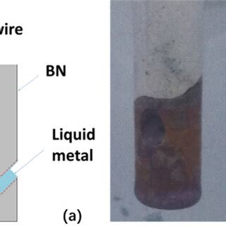 (a) Scheme of the liquid metal electrode 54 and (b) picture of our ...