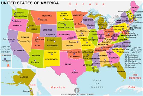 Free USA Political Map | Political Map of USA | Political USA Map | United States of America Map ...