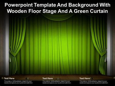 Powerpoint Template And Background With Wooden Floor Stage A Green Curtain Presentation Graphics ...