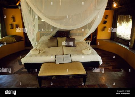 South Africa, Northwest Province, Madikwe Game Reserve. Bedroom of ...