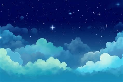 Premium Photo | Starry Sky Above the Clouds Cute Sky Background Illustration Material