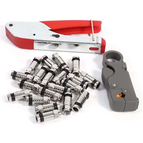 1 Set Compression Tool Kit F Type For RG58 RG59 RG6 Connectors Cable Stripper Coaxial Crimping ...