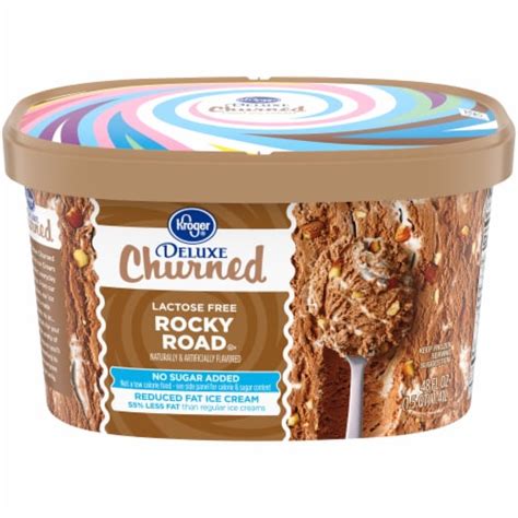 Kroger® Deluxe Churned No Sugar Added Reduced Fat Lactose Free Rocky Road Ice Cream Tub, 48 oz ...