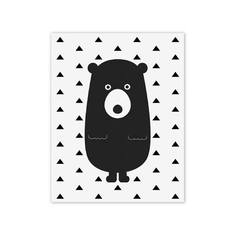 Bear with Triangles Print Modern Nursery Artwork, Nursery Art Prints, Nursery Wall Art, Bear ...