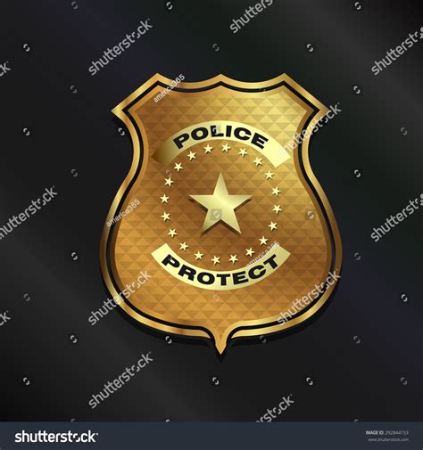 Gold Police Badge Isolated On Black Stock Vector (Royalty Free) 292844153 | Shutterstock