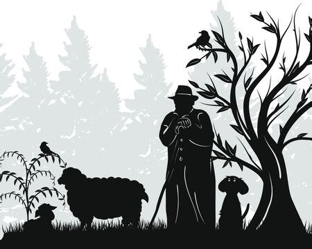 Shepherds And Sheep Clipart Silhouette