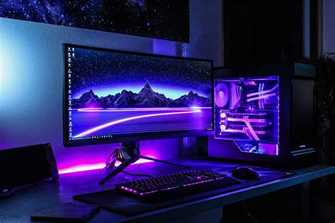 My finished ultra-wide Battlestation | Gaming room setup, Room setup, Computer setup