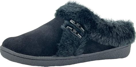 Clarks Womens Suede Leather Slipper JMH2047 - Soft Plush Faux Fur ...