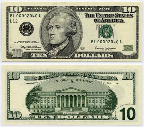 Printable 10 Dollar Bill