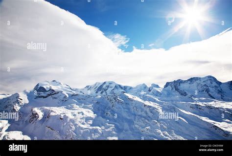 Beautiful Swiss winter landscape Stock Photo - Alamy