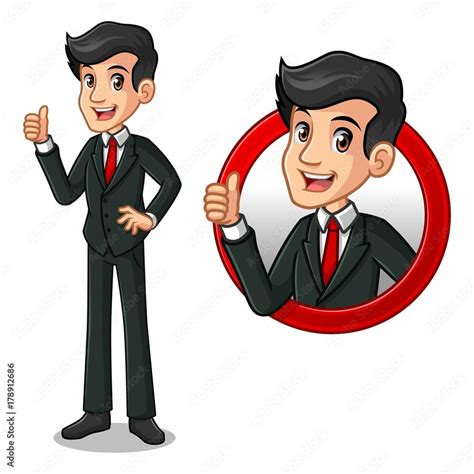 Set of businessman in black suit cartoon character design, inside the ...