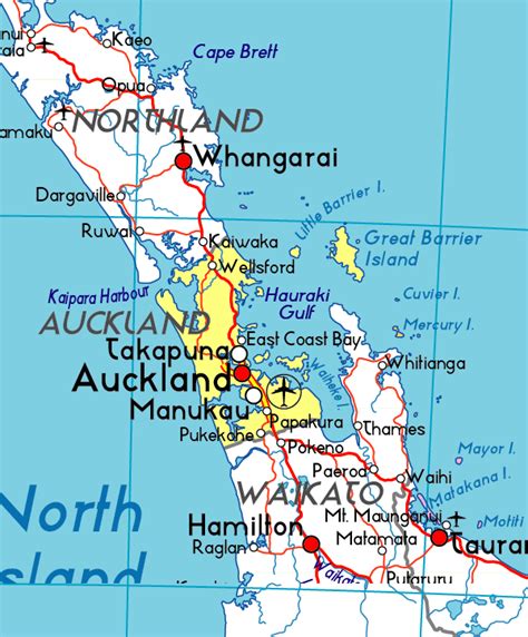 Map of Auckland, New Zealand, New Zealand Atlas