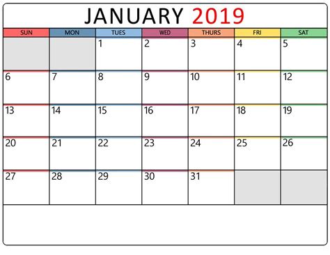 January 2019 Printable Calendar Templates Free Printa - vrogue.co