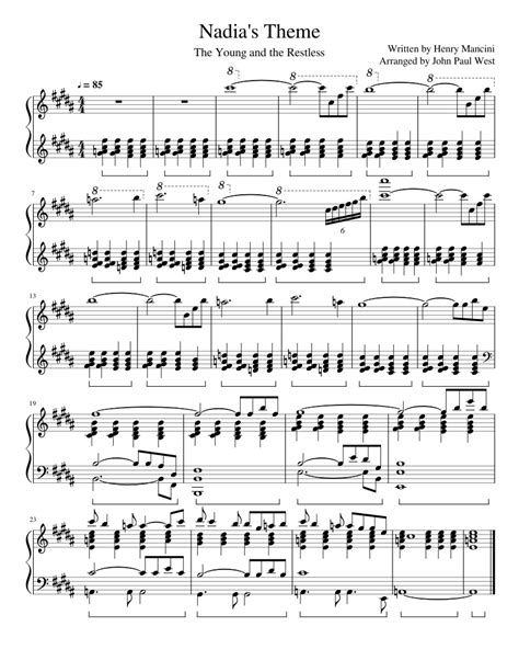 Nadia's Theme from The Young and the Restless Sheet music for Piano | Download free in PDF or ...