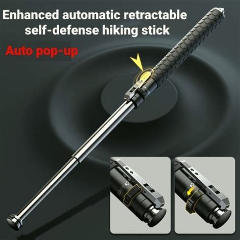 Enhanced Automatic Retractable Tactical Self-Defense Hiking Stick