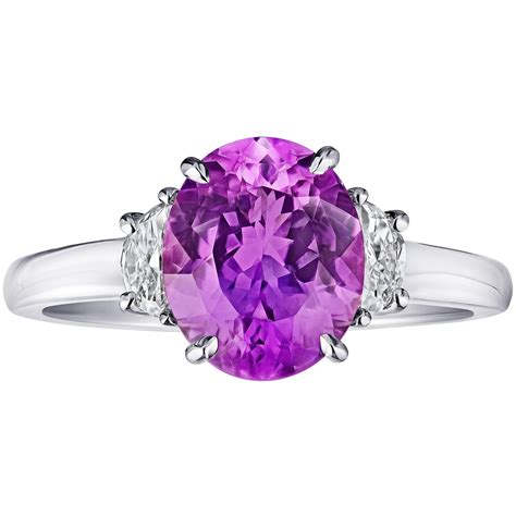 3.21 Carat Purplish Pink Sapphire and Round Brilliant Diamond Yellow ...