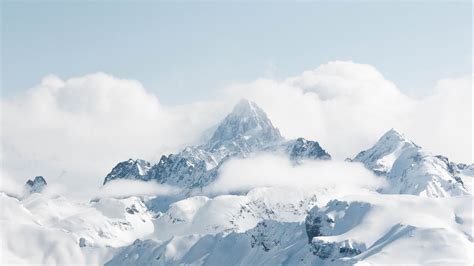 Wallpaper peak snow mountain landscape white clouds | Idee per ...