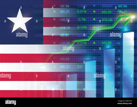 Economic growth in Liberia.Liberia's stock market.Liberia flag with ...