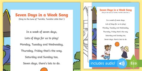 Seven Days in a Week Song (teacher made)