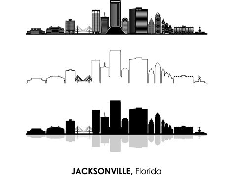 JACKSONVILLE Florida USA SKYLINE City Outline Silhouette - Etsy