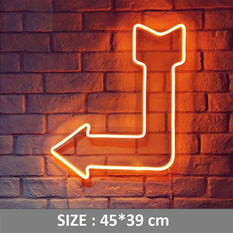 Orange Arrow LED Neon Sign With Acrylic Plate Neon Decor Neon Arrow Neon Light Home Bedroom Bar ...