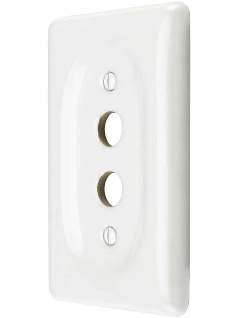 White Ceramic Single Push-Button Switch Plate | House of Antique ...