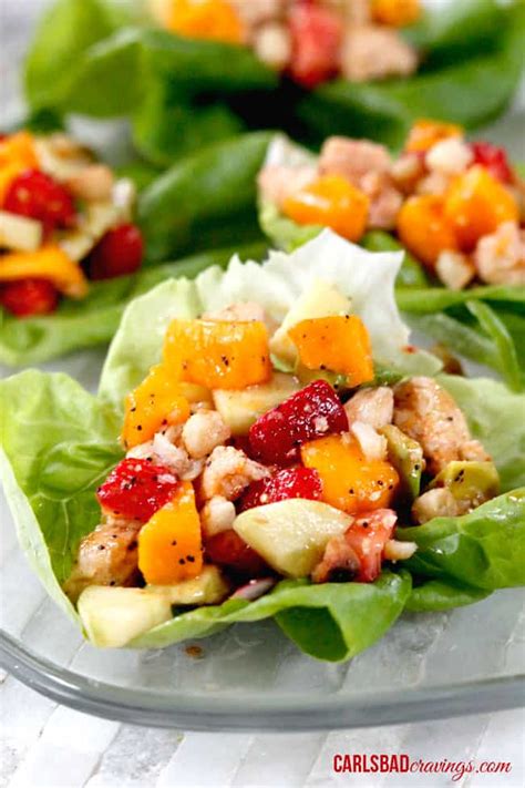 Poppy Seed Chicken Fruit Salad Lettuce Wraps - Carlsbad Cravings