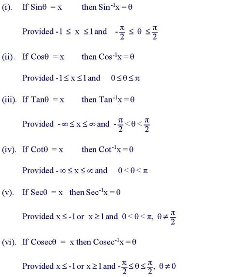 Inverse Circular Function Formula » Formula In Maths